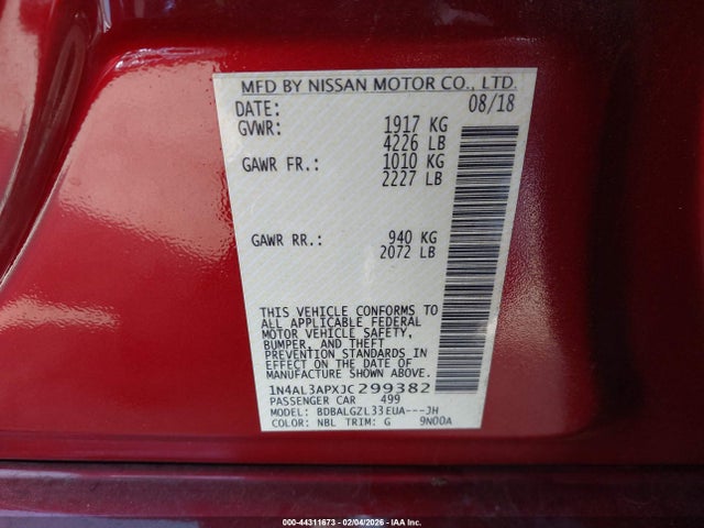 1N4AL3APXJC299382 Nissan Altima 2.5 S