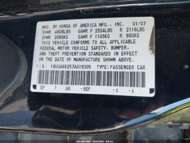 2007 ACURA TL 19UUA66257A019305 Photo 8