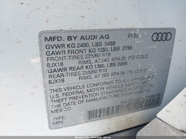 2023 Audi Q5 Premium 45 Tfsi S Line Quattro მანქანა იყიდება აუქციონზე, vin: WA1GAAFYXP2099188, აუქციონის ნომერი: 44311716