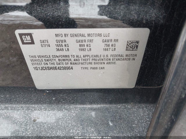 1G1JC6SH8E4238964 Chevrolet Sonic Lt Auto