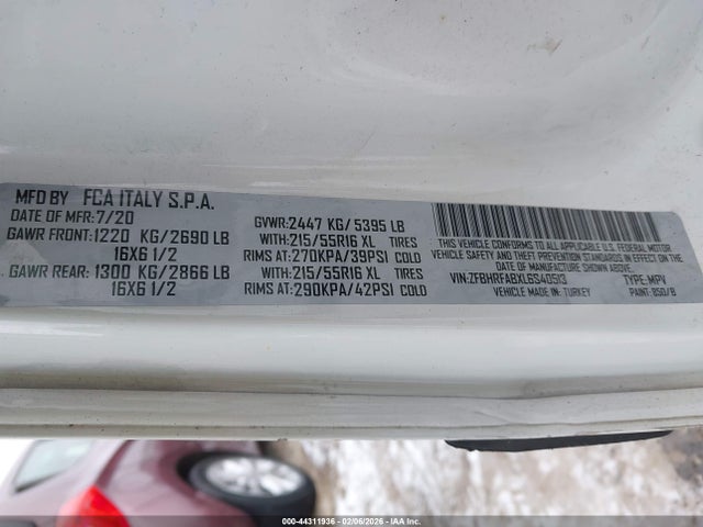 Aukcja sprzedaży 2020 Ram Promaster City Tradesman, vin: ZFBHRFABXL6S40513, numer aukcji: 44311936