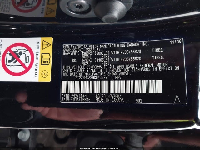 Aukcja sprzedaży 2017 Lexus Rx 350, vin: 2T2ZZMCA3HC043978, numer aukcji: 44311946