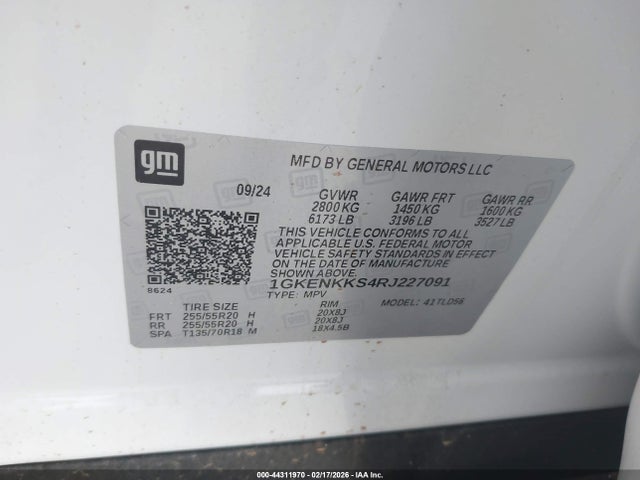 Aukcja sprzedaży 2024 Gmc Acadia Fwd Elevation, vin: 1GKENKKS4RJ227091, numer aukcji: 44311970