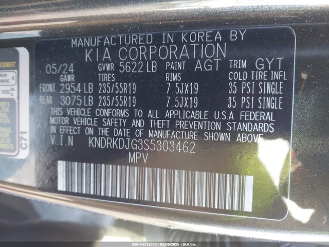 Продаж на аукціоні авто 2025 Kia Sorento Hybrid Sx Prestige, vin: KNDRKDJG3S5303462, номер лоту: 44312008