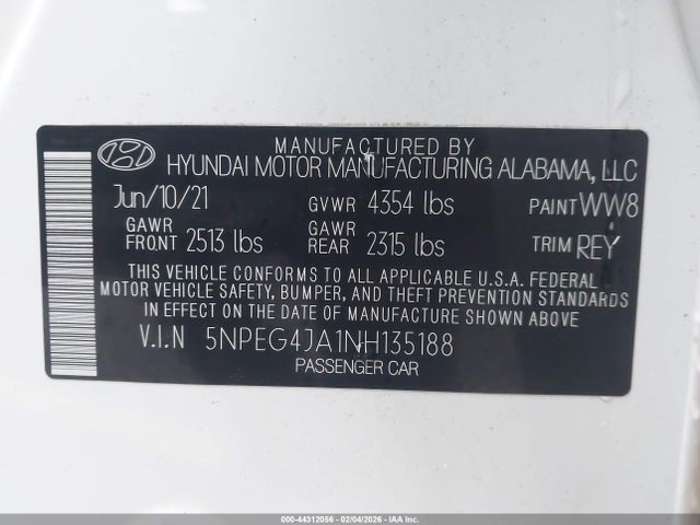 2022 HYUNDAI SONATA 5NPEG4JA1NH135188 Photo 8