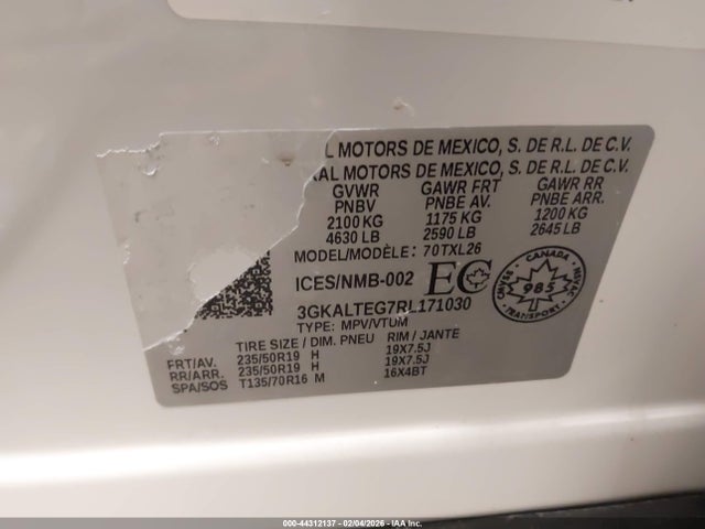 Aukcja sprzedaży 2024 Gmc Terrain Sle, vin: 3GKALTEG7RL171030, numer aukcji: 44312137