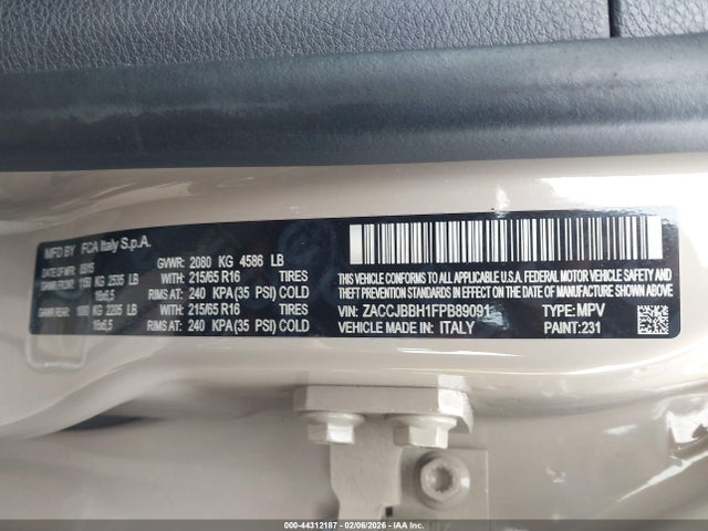 Jeep Renegade Latitude 2015 ZACCJBBH1FPB89091 Image 9