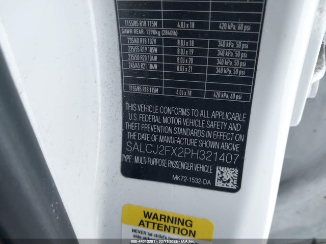 SALCJ2FX2PH321407 Land Rover Discovery Sport S