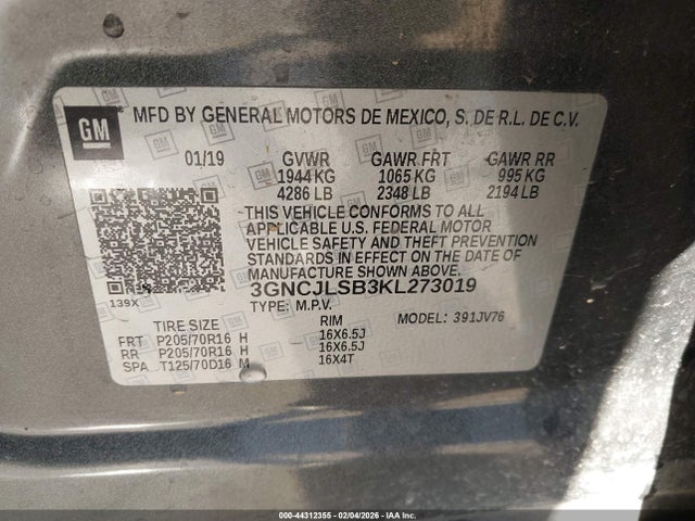 Chevrolet Trax Lt 2019 3GNCJLSB3KL273019 Image 9