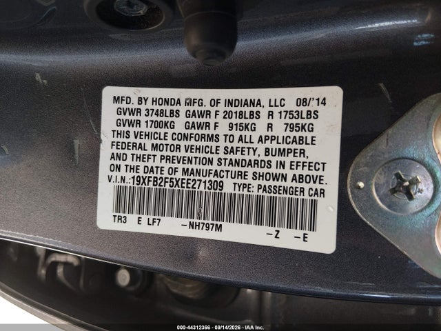Honda Civic Lx 2014 19XFB2F5XEE271309 Image 9