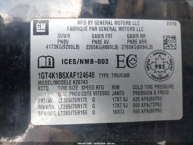 2010 GMC SIERRA 2500HD 1GT4K1B6XAF124648 Photo 8