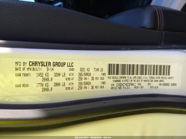 2014 Dodge Durango R/t მანქანა იყიდება აუქციონზე, vin: 1C4SDHCT4EC970411, აუქციონის ნომერი: 44312577