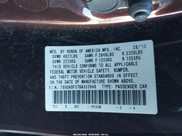 2011 ACURA TL 19UUA9F57BA000646 Photo 8