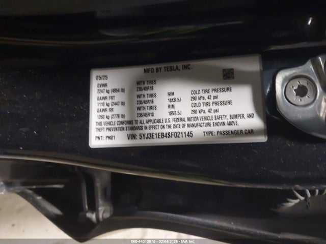 2025 TESLA MODEL 3 5YJ3E1EB4SF021145 Photo 8