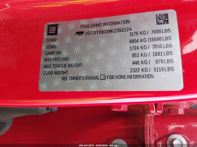 2019 CHEVROLET SILVERADO 1500 1GCRYDED9KZ352124 Photo 8