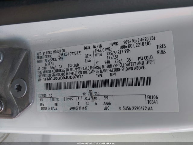 2018 FORD ESCAPE 1FMCU0GD9JUD07621 Photo 8