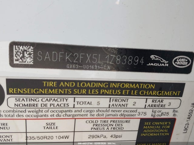 2020 JAGUAR E-PACE SADFK2FX5L1Z83894 Photo 8