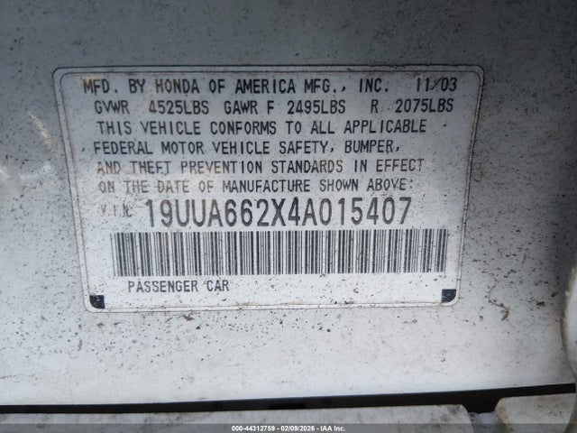2004 ACURA TL 19UUA662X4A015407 Photo 8
