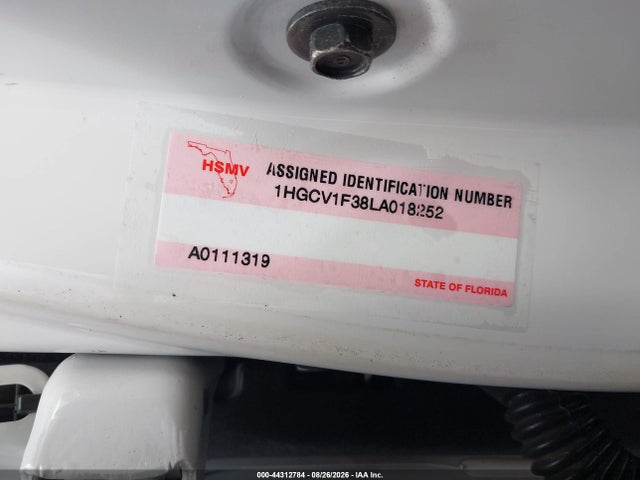 2020 Honda Accord Sport მანქანა იყიდება აუქციონზე, vin: 1HGCV1F38LA018252, აუქციონის ნომერი: 44312784