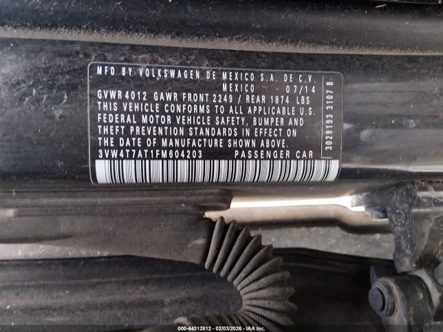 Продаж на аукціоні авто 2015 Volkswagen Beetle 2.0t R-line, vin: 3VW4T7AT1FM604203, номер лоту: 44312812