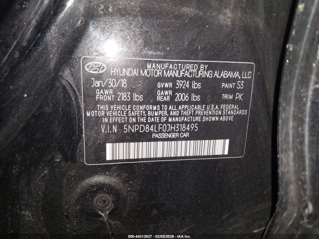 Aukcja sprzedaży 2018 Hyundai Elantra Sel, vin: 5NPD84LF0JH318495, numer aukcji: 44312827