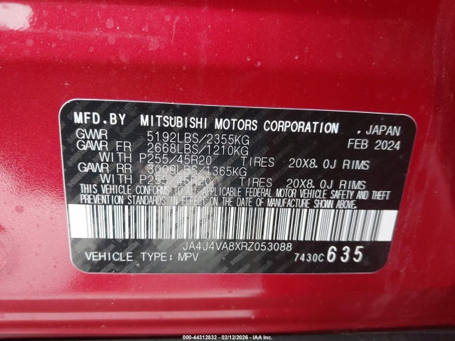2024 MITSUBISHI OUTLANDER JA4J4VA8XRZ053088 Photo 8