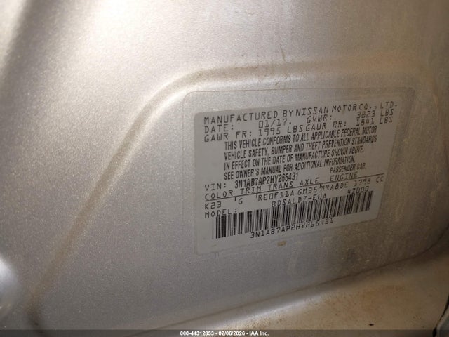 Nissan SENTRA SV 2017 3N1AB7AP2HY265431 Image 9