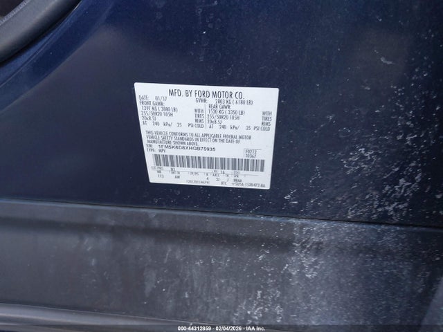 1FM5K8D8XHGB75935 Ford EXPLORER XLT