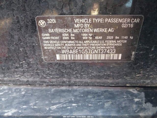 2016 BMW 320I WBA8E1G57GNT37433 Photo 8
