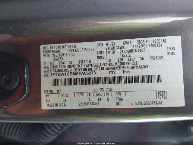 Ford F-150 Xl 2021 1FTEW1CB8MFA66273 Image 9