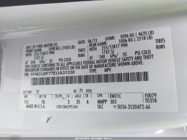 Ford ESCAPE S 2014 1FMCU0F77EUA31330 Image 9