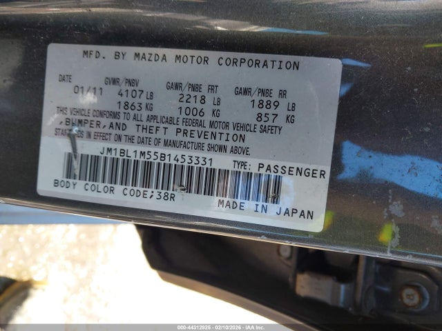 Aukcja sprzedaży 2011 Mazda Mazda3 S Grand Touring, vin: JM1BL1M55B1453331, numer aukcji: 44312925