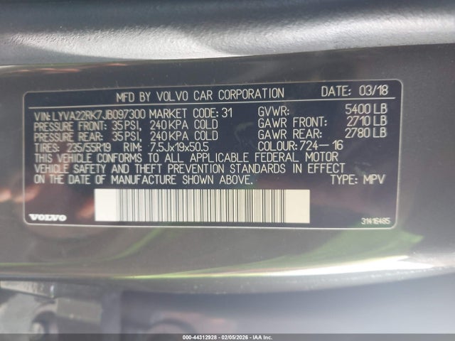 2018 VOLVO XC60 LYVA22RK7JB097300 Photo 8