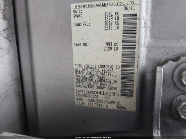 2012 NISSAN ALTIMA 1N4AL2AP8CN416295 Photo 8