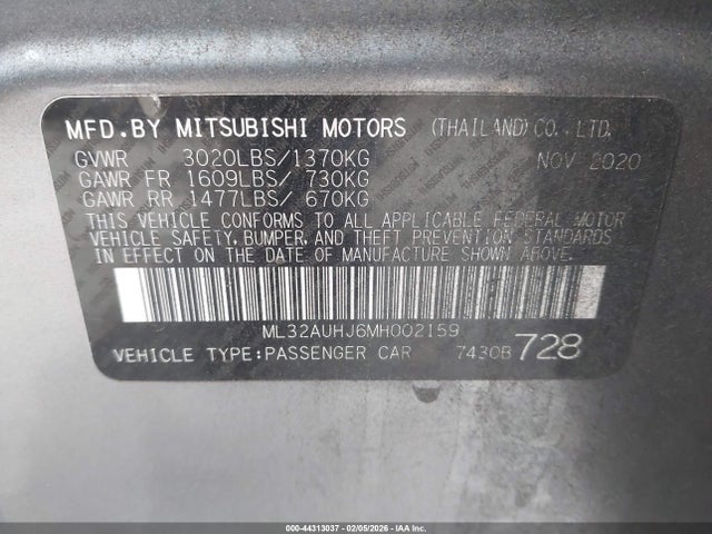 2021 MITSUBISHI MIRAGE ML32AUHJ6MH002159 Photo 8