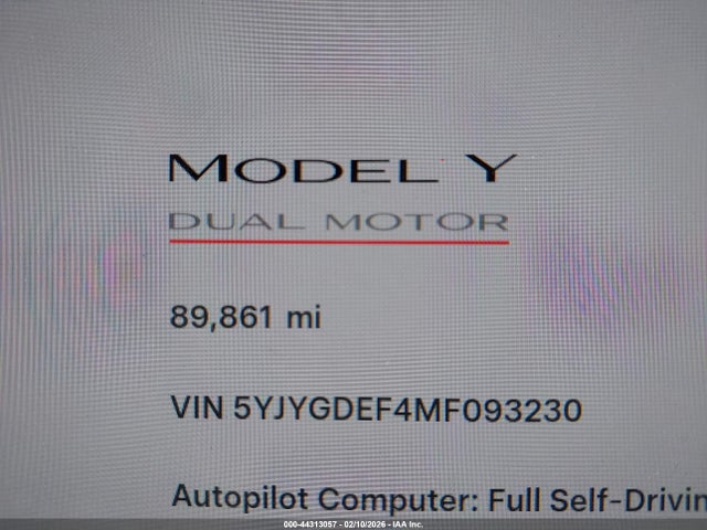 5YJYGDEF4MF093230 Tesla Model Y Performance Dual Motor All-wheel Drive
