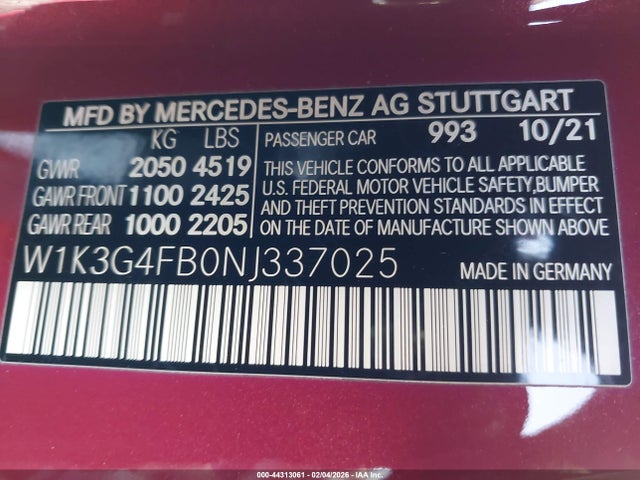 2022 MERCEDES-BENZ A 220 W1K3G4FB0NJ337025 Photo 8