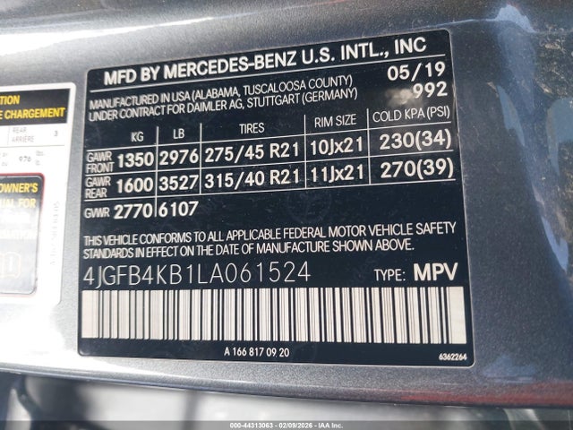 4JGFB4KB1LA061524 Mercedes-Benz Gle 350 4matic