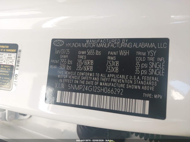 5NMP24G12SH066292 Hyundai Santa Fe Hybrid Sel