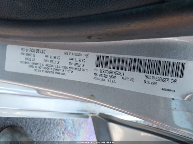 Aukcja sprzedaży 2015 Chrysler 200 Limited, vin: 1C3CCCAB8FN663614, numer aukcji: 44313073
