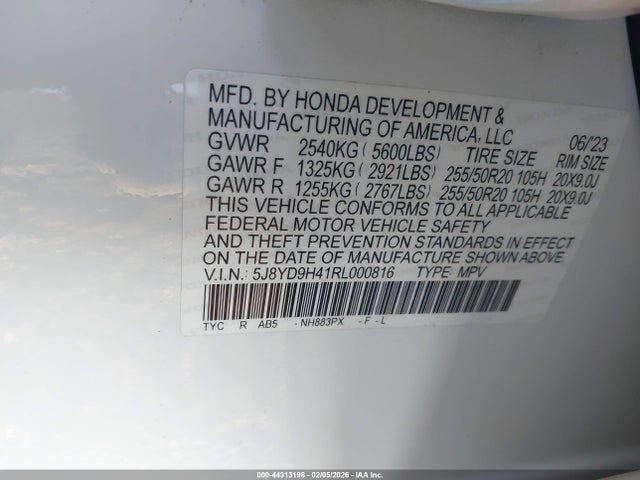 Aukcja sprzedaży 2024 Acura Mdx Technology Package, vin: 5J8YD9H41RL000816, numer aukcji: 44313198