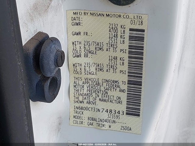 1N6BD0CT3JN748343 Nissan FRONTIER S