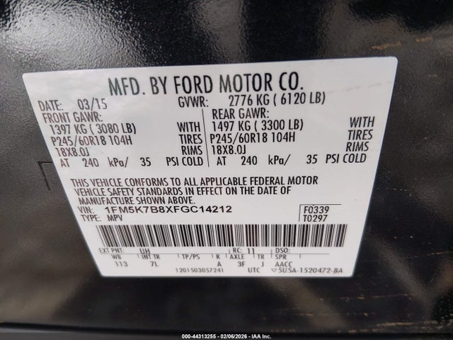 1FM5K7B8XFGC14212 Ford Explorer