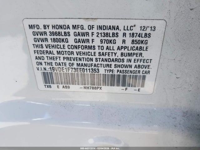 2014 ACURA ILX 19VDE1F73EE011353 Photo 8