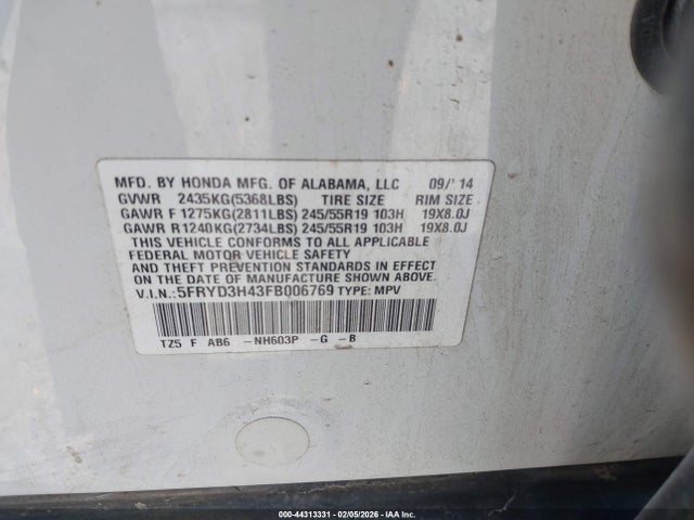 Продаж на аукціоні авто 2015 Acura Mdx Technology Package, vin: 5FRYD3H43FB006769, номер лоту: 44313331