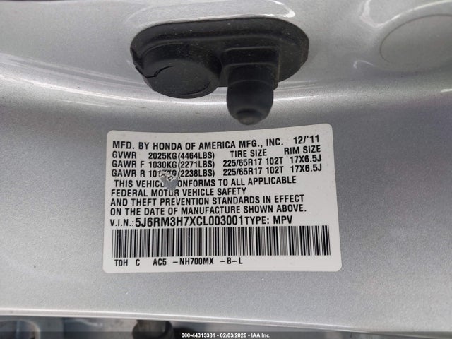 2012 HONDA CR-V 5J6RM3H7XCL003001 Photo 8