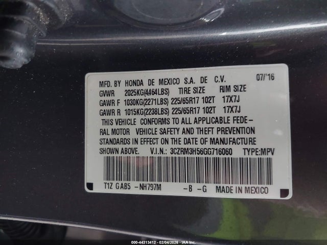 3CZRM3H56GG716060 Honda CR-V EX