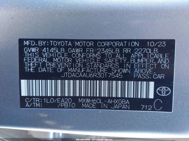 JTDACAAU6R3017545 Toyota PRIUS XLE