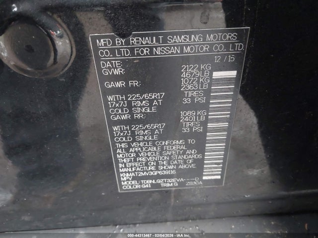 Nissan ROGUE SV 2016 KNMAT2MV3GP639116 Image 9