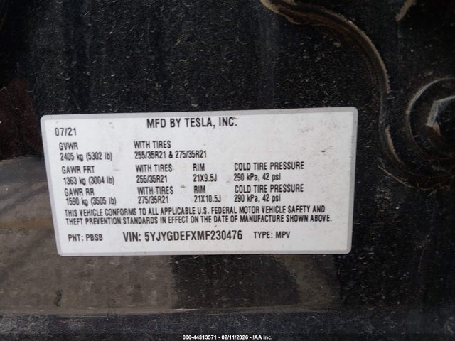 5YJYGDEFXMF230476 Tesla Model Y Performance Dual Motor All-wheel Drive